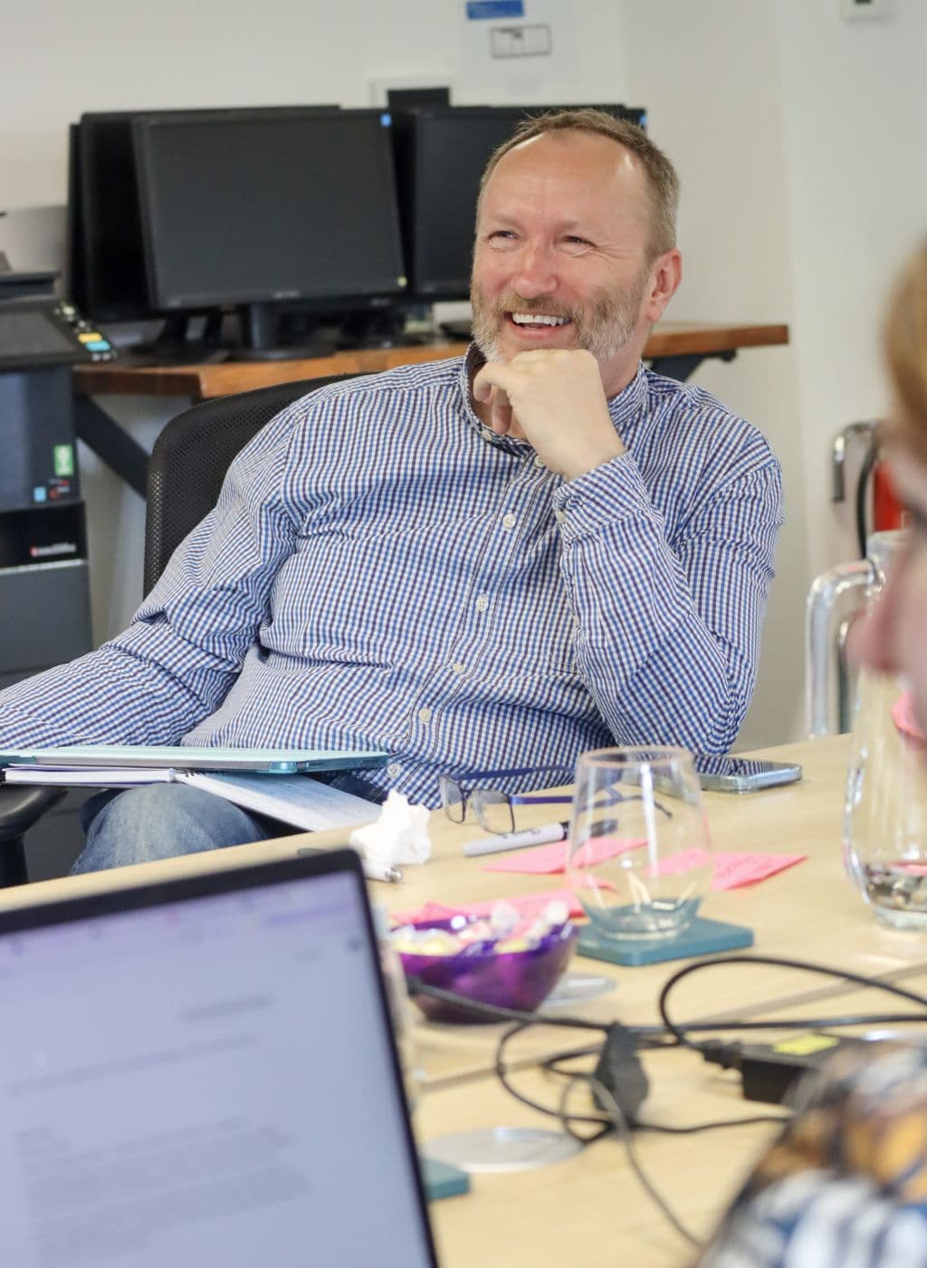 Jonathan Prescott smiling during a workshop