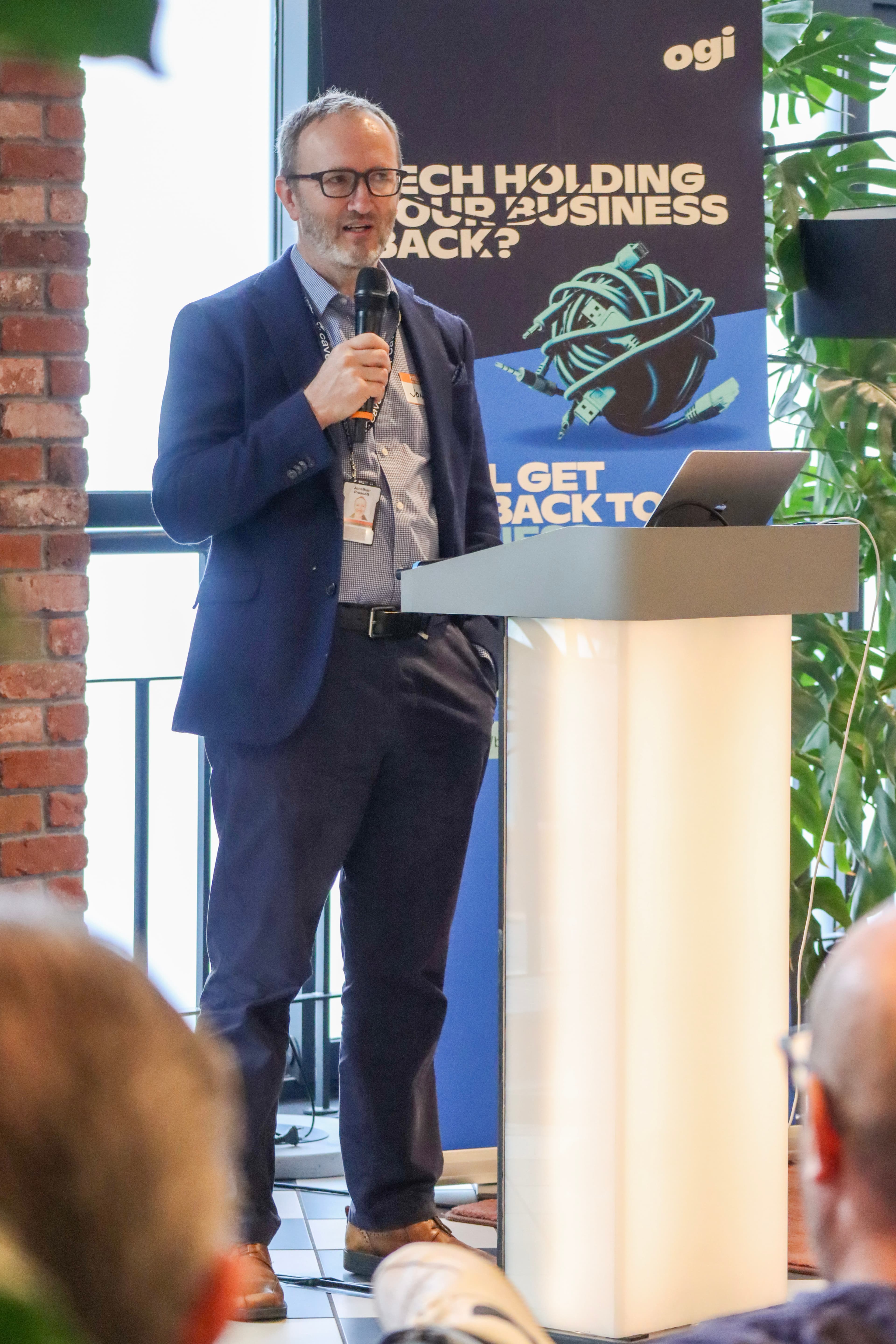 Jonathan Prescott speaking at the AI Hub launch event